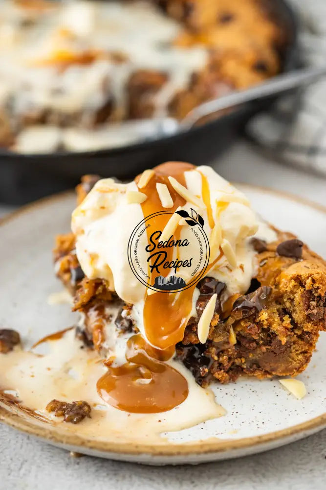 Salted Caramel Chocolate Chip Skillet Cookie