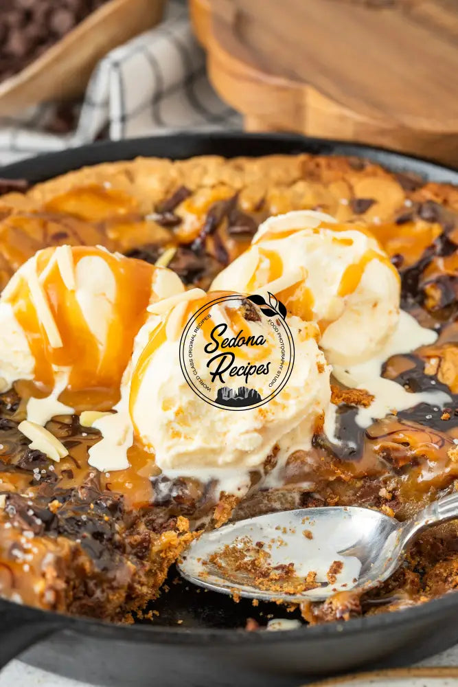 Salted Caramel Chocolate Chip Skillet Cookie