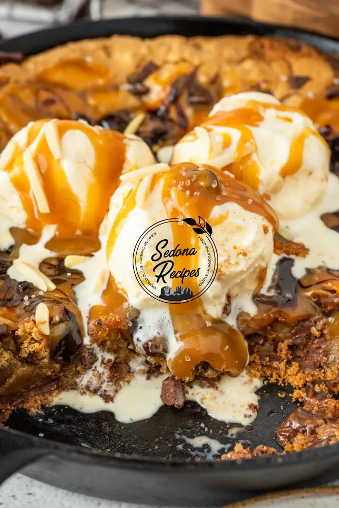 Salted Caramel Chocolate Chip Skillet Cookie