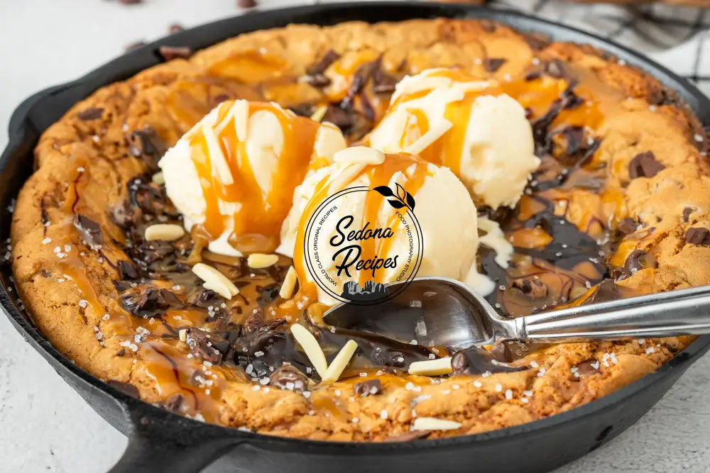 Salted Caramel Chocolate Chip Skillet Cookie