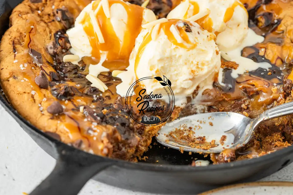 Salted Caramel Chocolate Chip Skillet Cookie