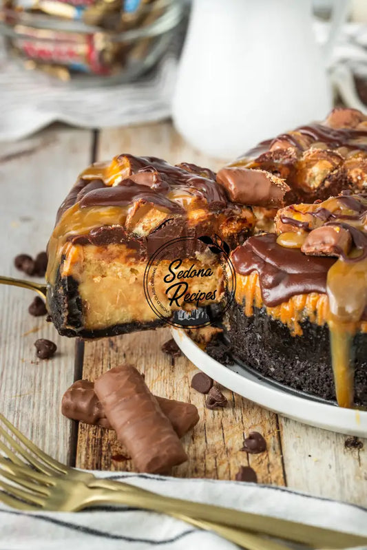 Twix Cheesecake with Oreo Crust