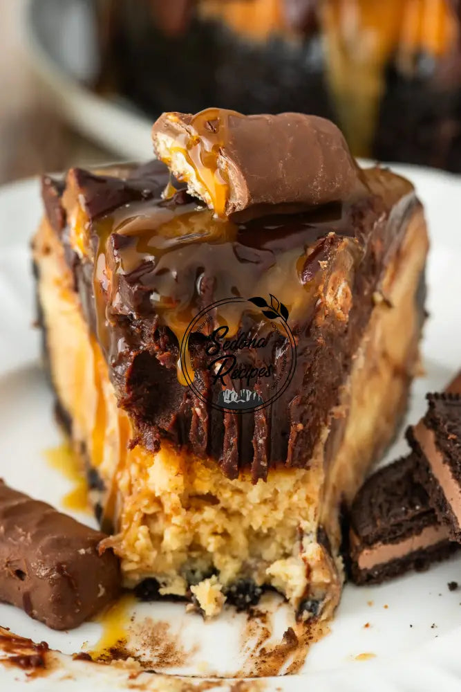 Twix Cheesecake with Oreo Crust