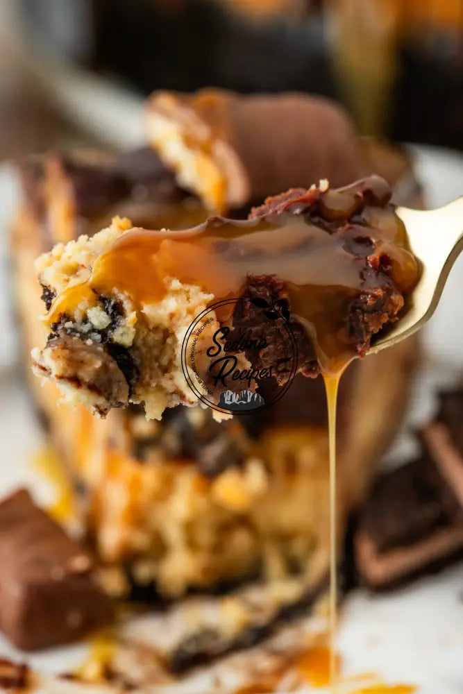 Twix Cheesecake with Oreo Crust