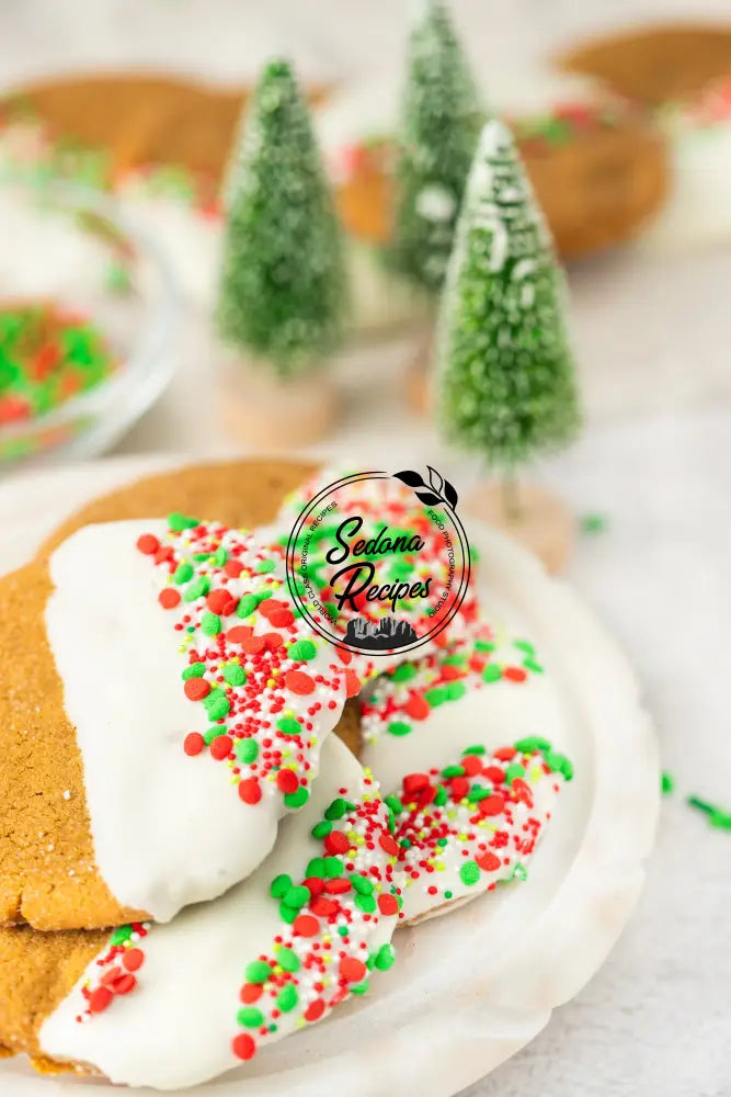 White Chocolate Dipped Gingerbread Cookies