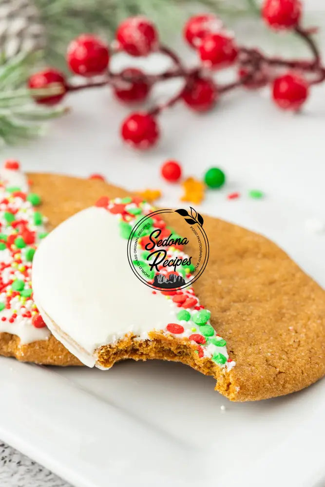 White Chocolate Dipped Gingerbread Cookies