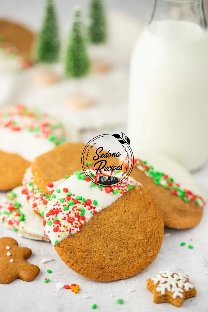 White Chocolate Dipped Gingerbread Cookies
