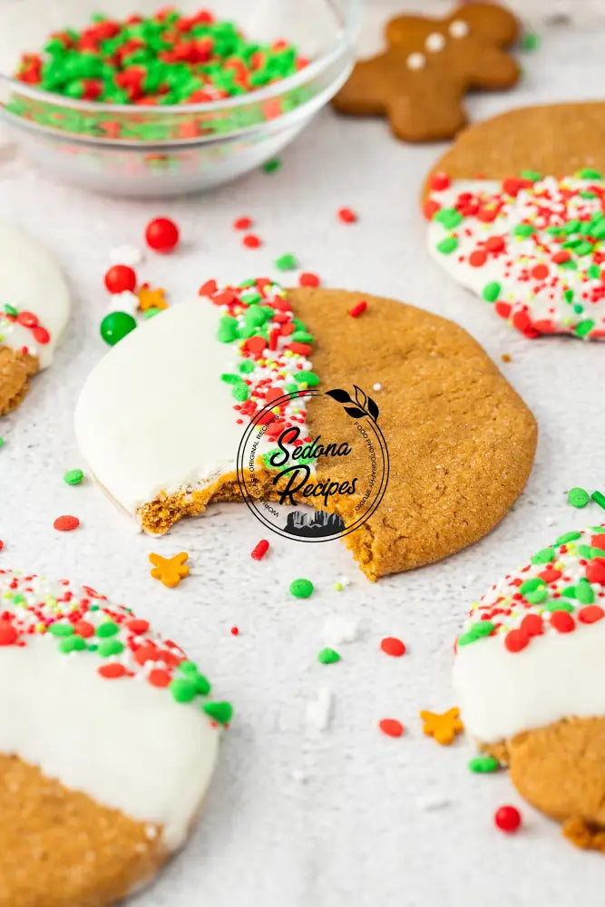 White Chocolate Dipped Gingerbread Cookies
