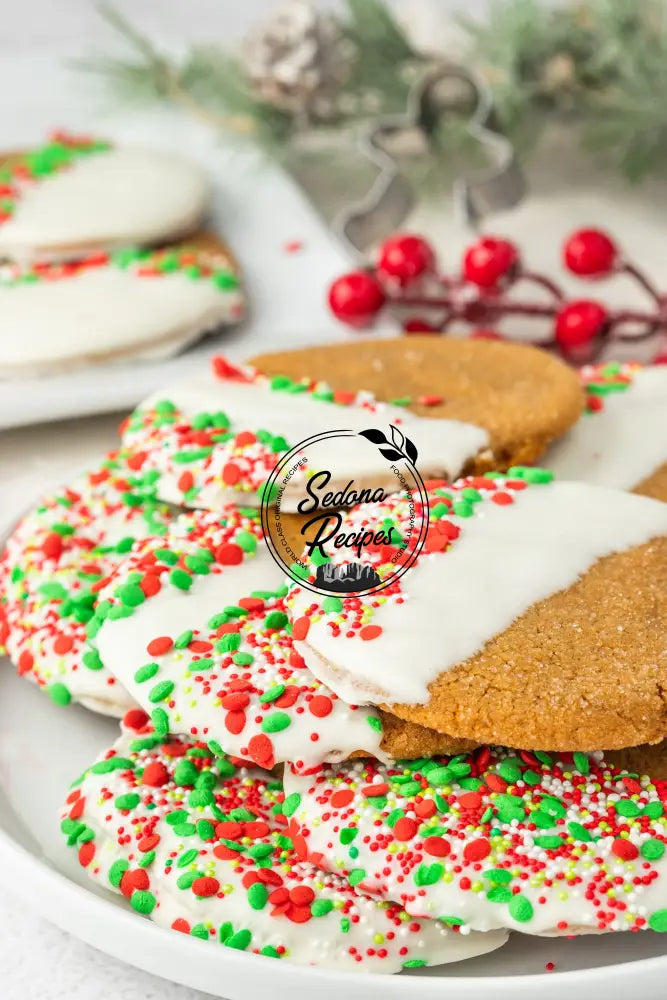 White Chocolate Dipped Gingerbread Cookies