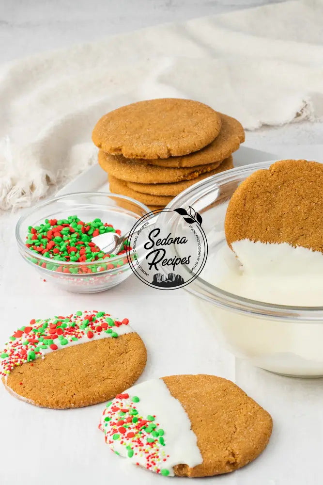 White Chocolate Dipped Gingerbread Cookies